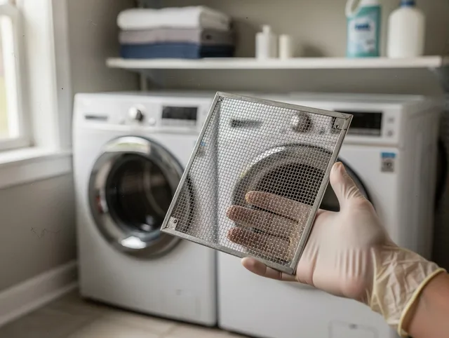 Fallbrook Dryer Vent Cleaning specialist performing detailed lint trap cleaning service in Fallbrook