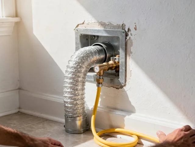 Fallbrook Dryer Vent Cleaning certified technician performing specialized gas dryer vent cleaning in Fallbrook